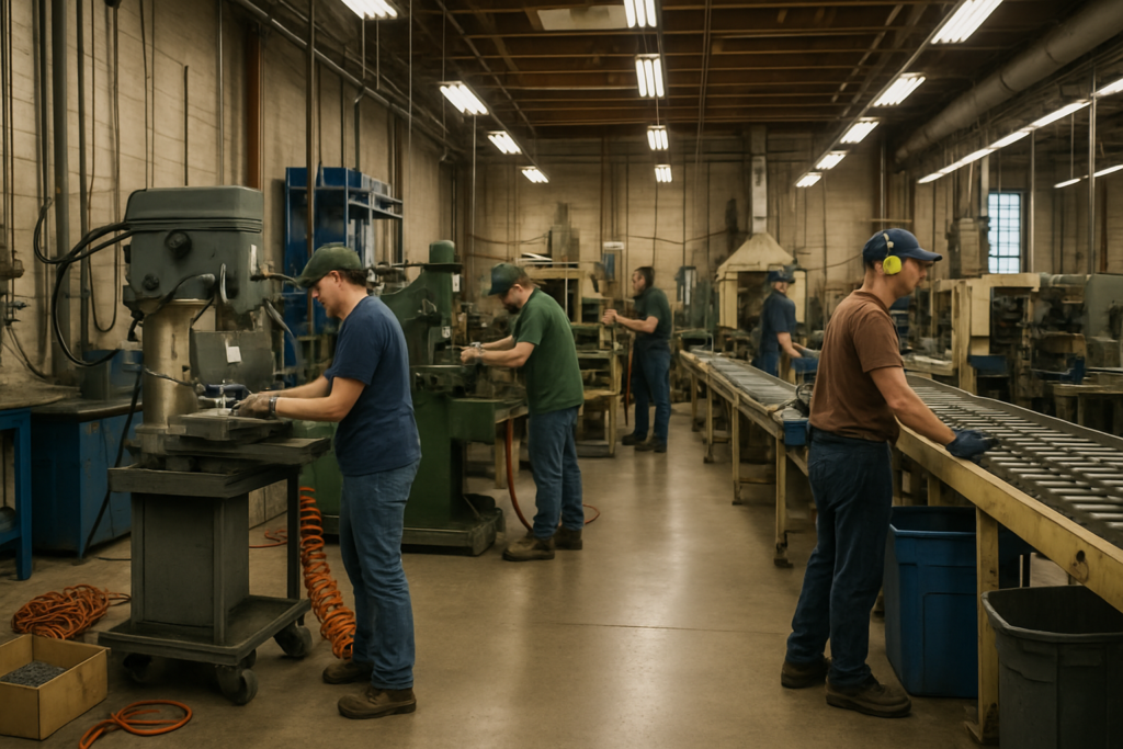 Manufacturing workforce in a South Dakota town operating machinery, workforce availability South Dakota
