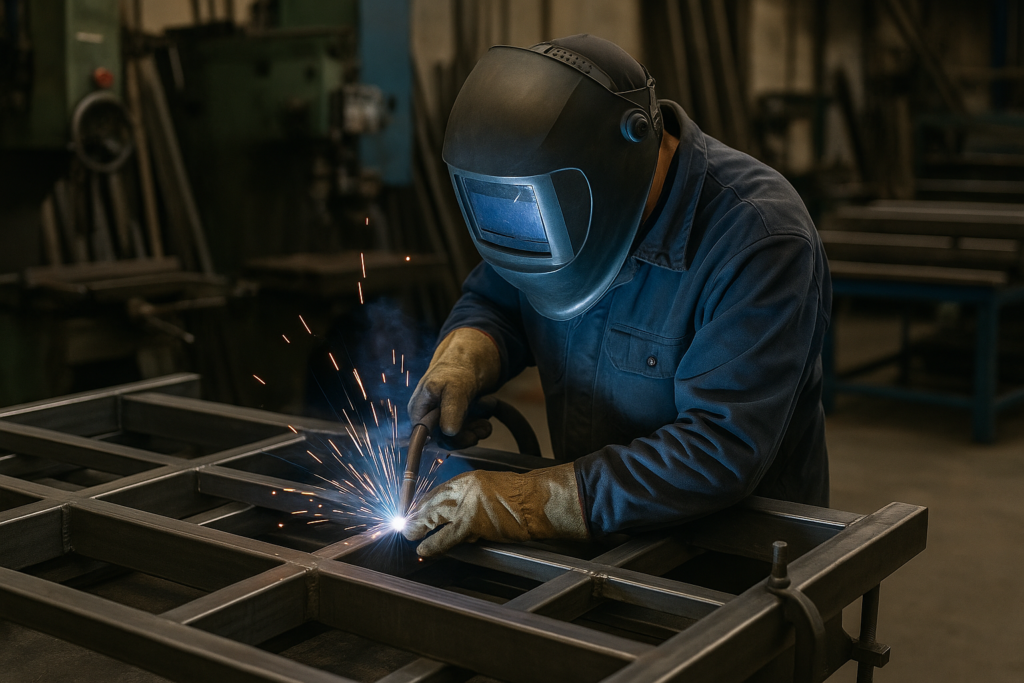 Welder working in a metal fabrication shop in Dayton and Rhea County