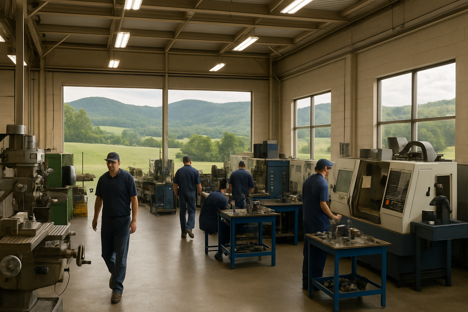 Manufacturing workers in Sequatchie Valley Tennessee facility, highlighting local hiring conditions